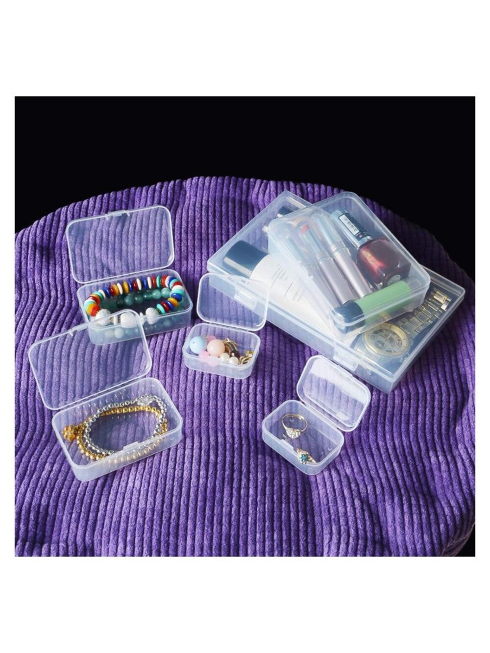 24pc Clear Plastic Organizer Boxes Rectangular Storage Containers - Picture 3 of 7